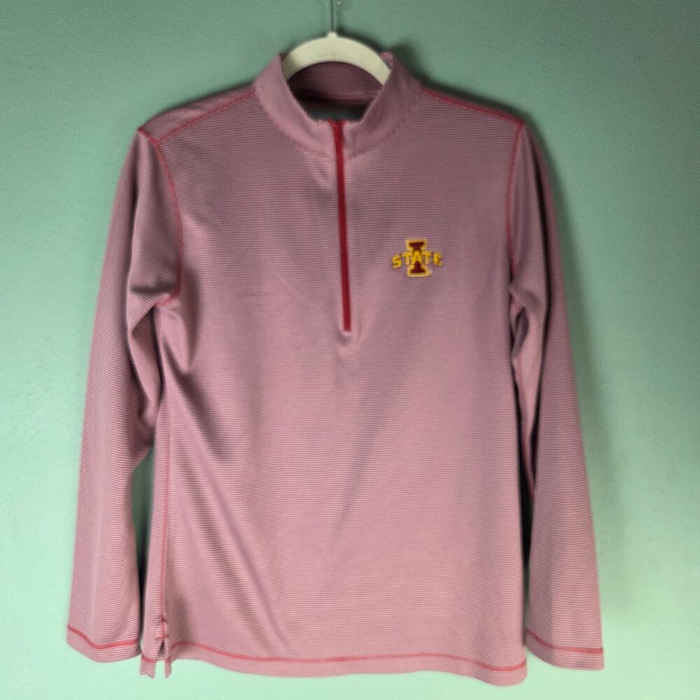 Charles Connor Mens Small Striped Iowa State Collegiate Quarter Zip LS Pullover